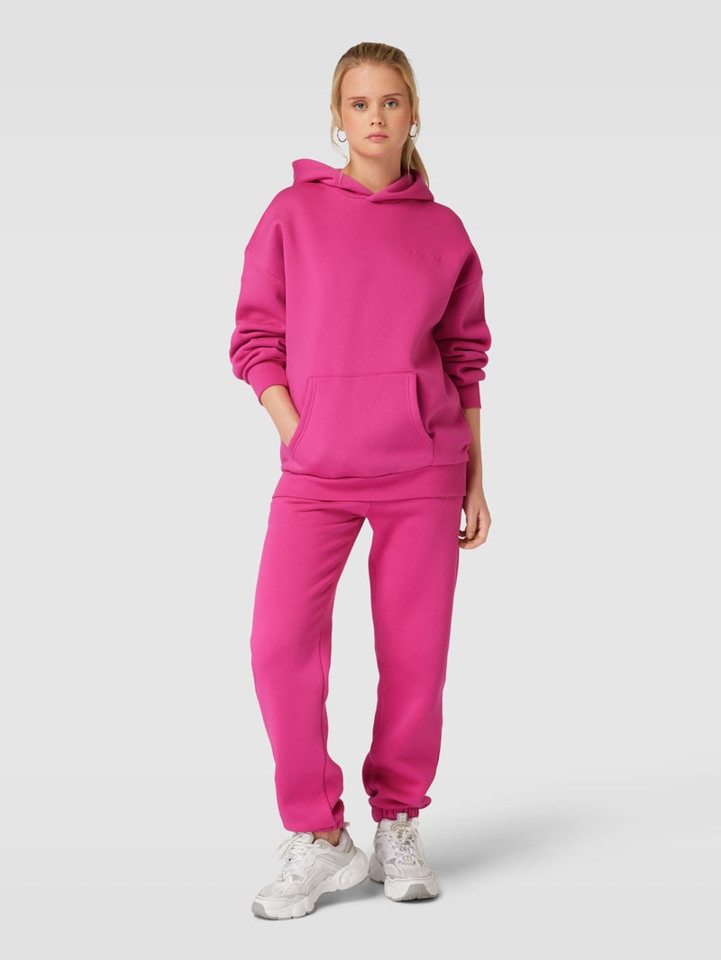 Hoodie mit Label-Print in fuchsia
