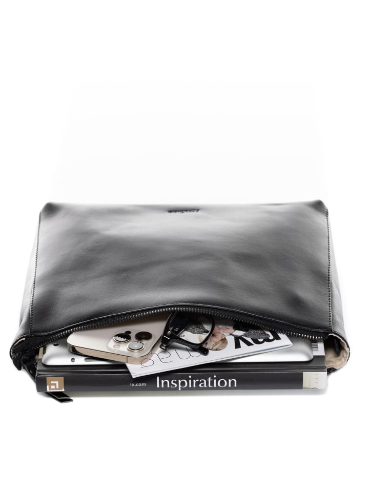 FEYNSINN Leder-Umhängetasche & Clutch echt Leder Schulter groß schwarz in schwarz günstig kaufen onesize