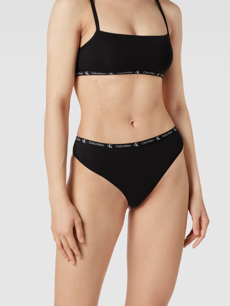 String im unifarbenen Design Modell 'MODERN THONG' im 2er-Pack in schwarz