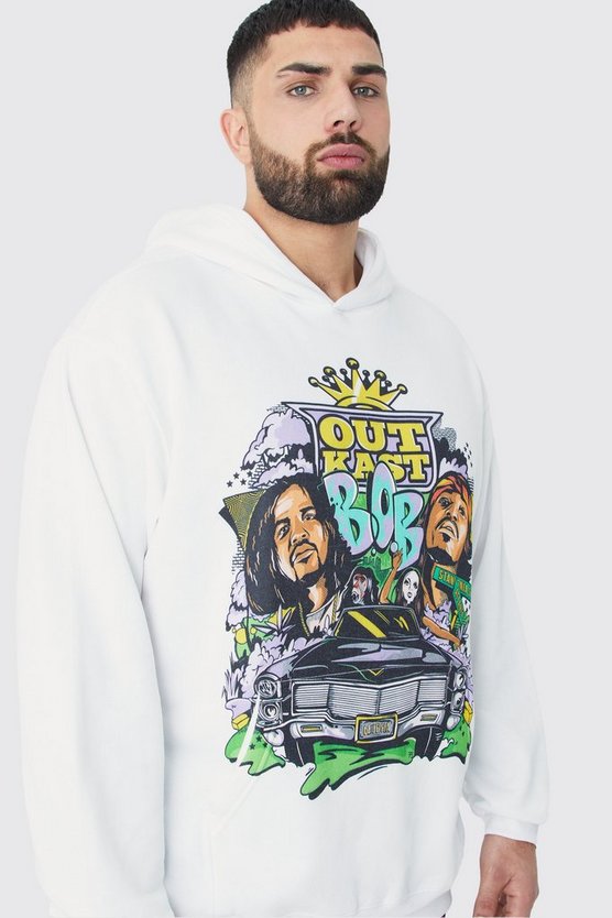 Plus Hoodie mit lizenziertem Outkast Print