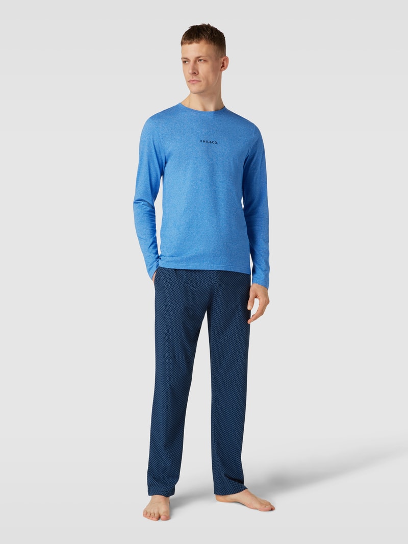 Pyjama-Hose mit Allover-Muster in dunkelblau