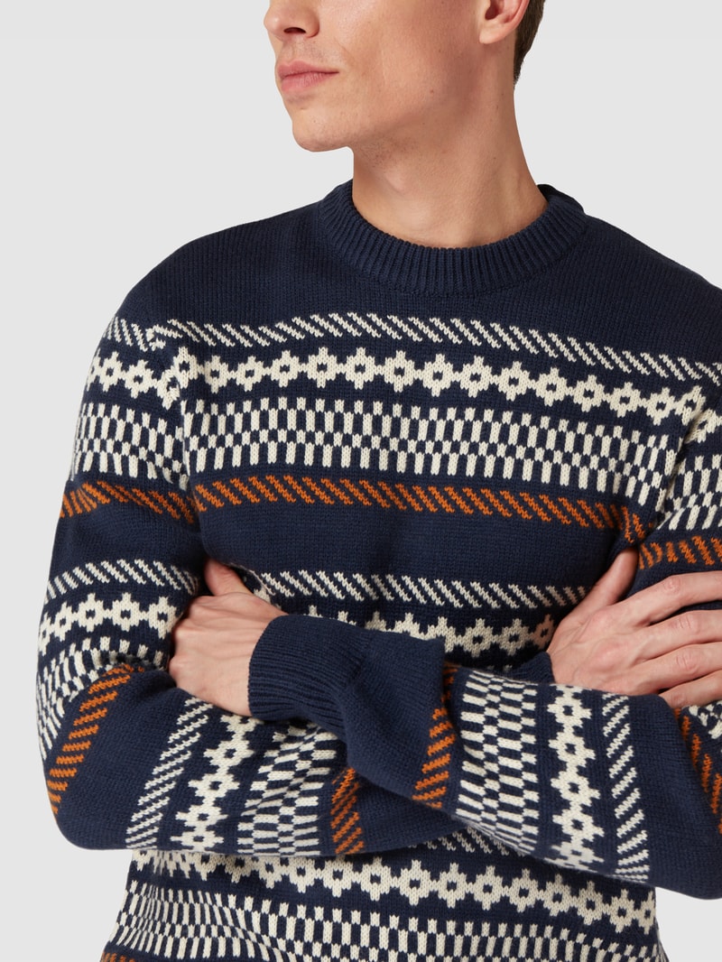 Strickpullover mit Allover-Muster Modell 'FAIRISLE' in marineblau