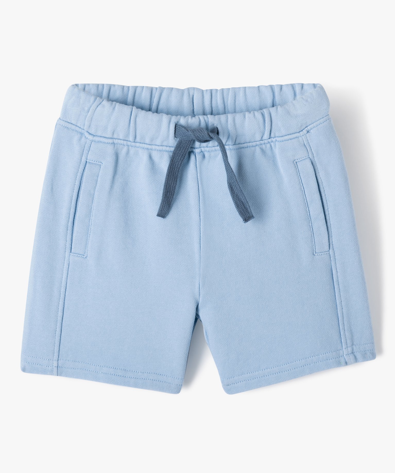 Bermuda bébé Garçon en maille unie à taille élastiquée bleu | GEMO