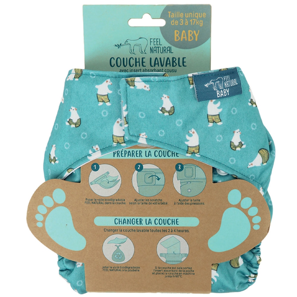 feel natural Couche lavable et réutilisable Olaf Couche bébé lavable