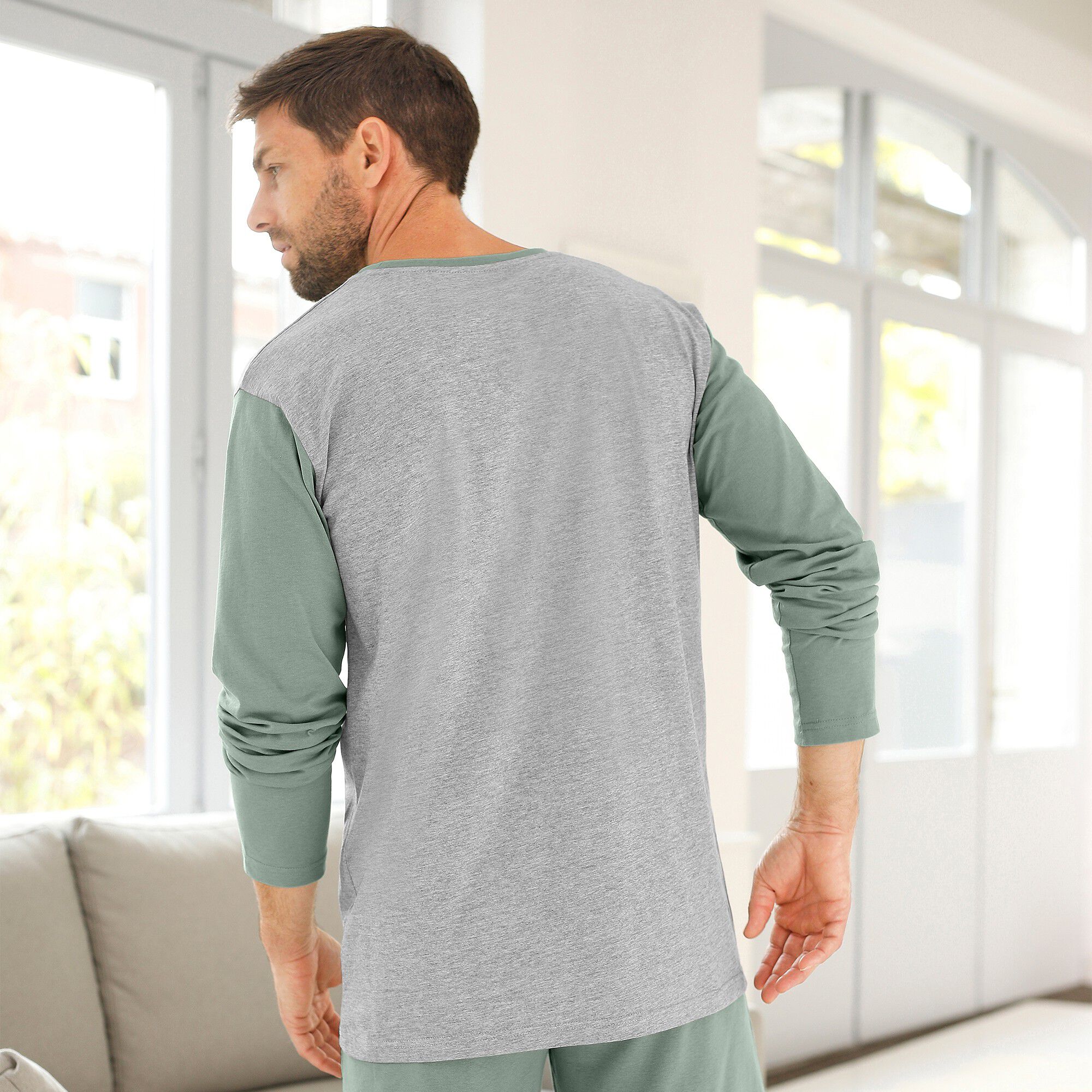 Tee-shirt pyjama bicolore manches longues