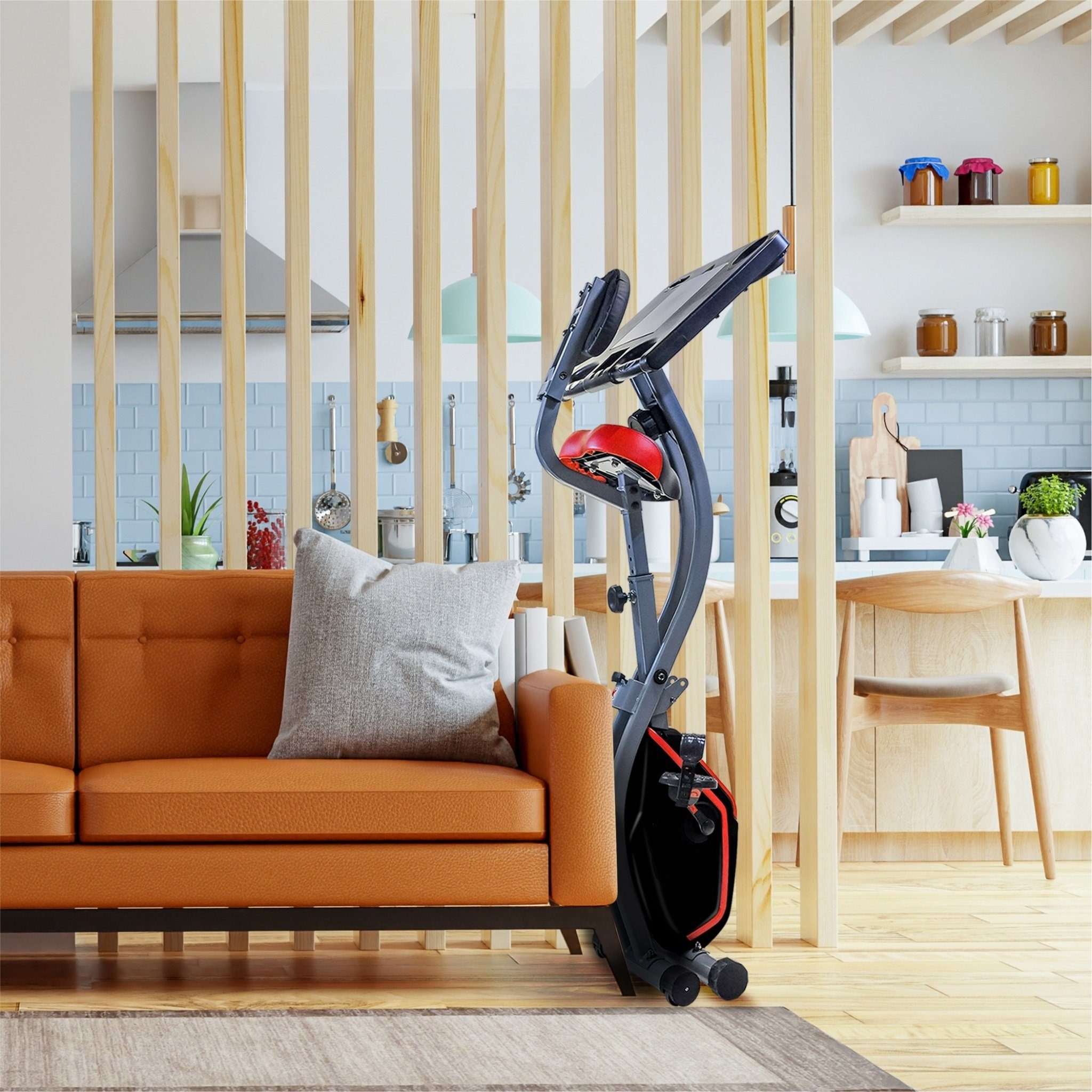 Zoomyo Heimtrainer Work, Hometrainer mit Schreibtisch, Tablet/Smartphone Halterung, Schwungrad: ca. 1,5 kg