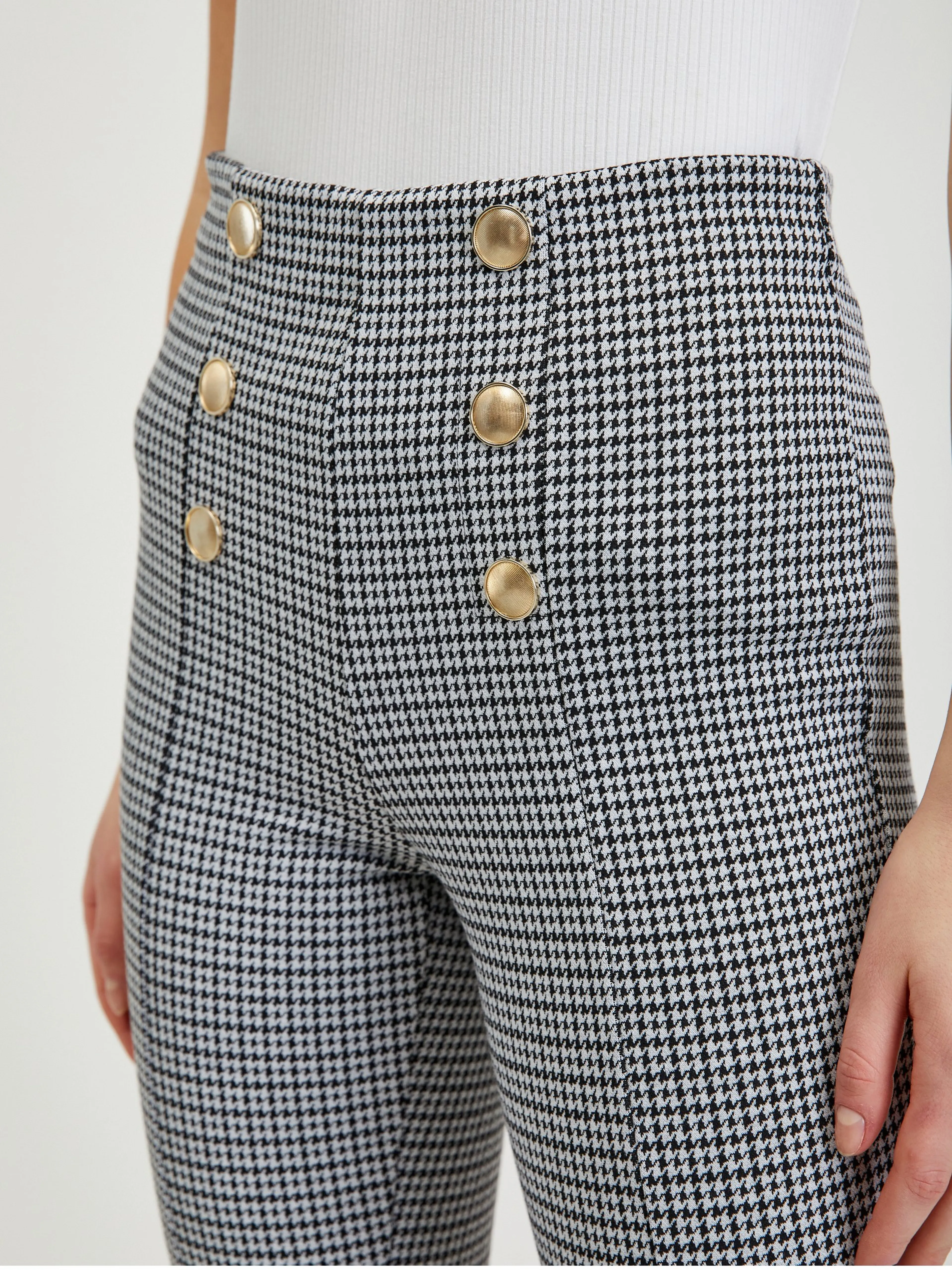 Weiß-schwarz gemusterte Damenhose ORSAY