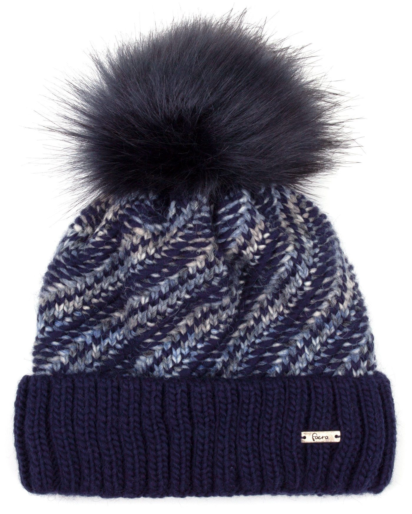 Faera Bommelmütze Wintermütze Damen Winter Mütze Beanie Haube gefüttert Strickmütze
