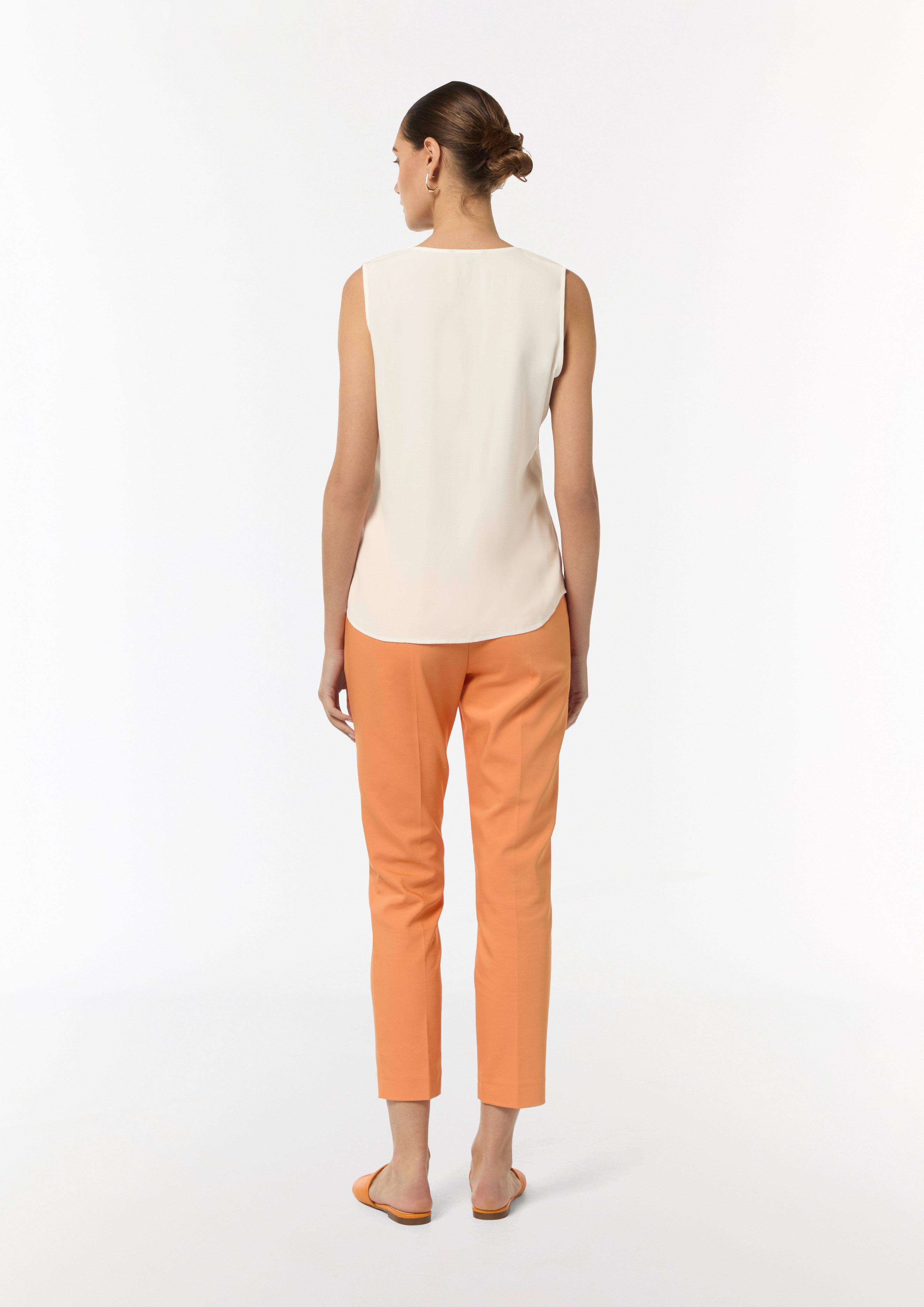 V-Neck-Top aus Crêpe - weiß