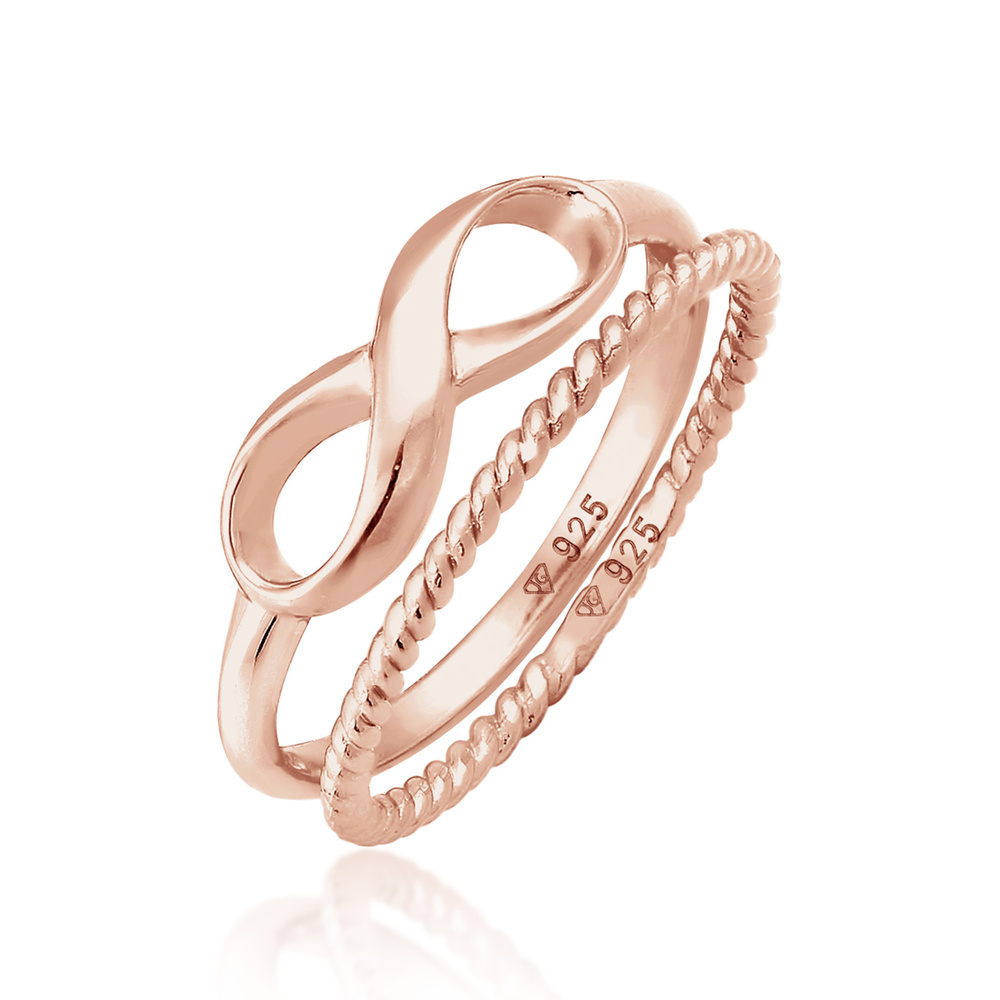 Elli Elli Bague Bague superposée pour femme Duo Infinity Twisted Basic Trend Blogger e Bague