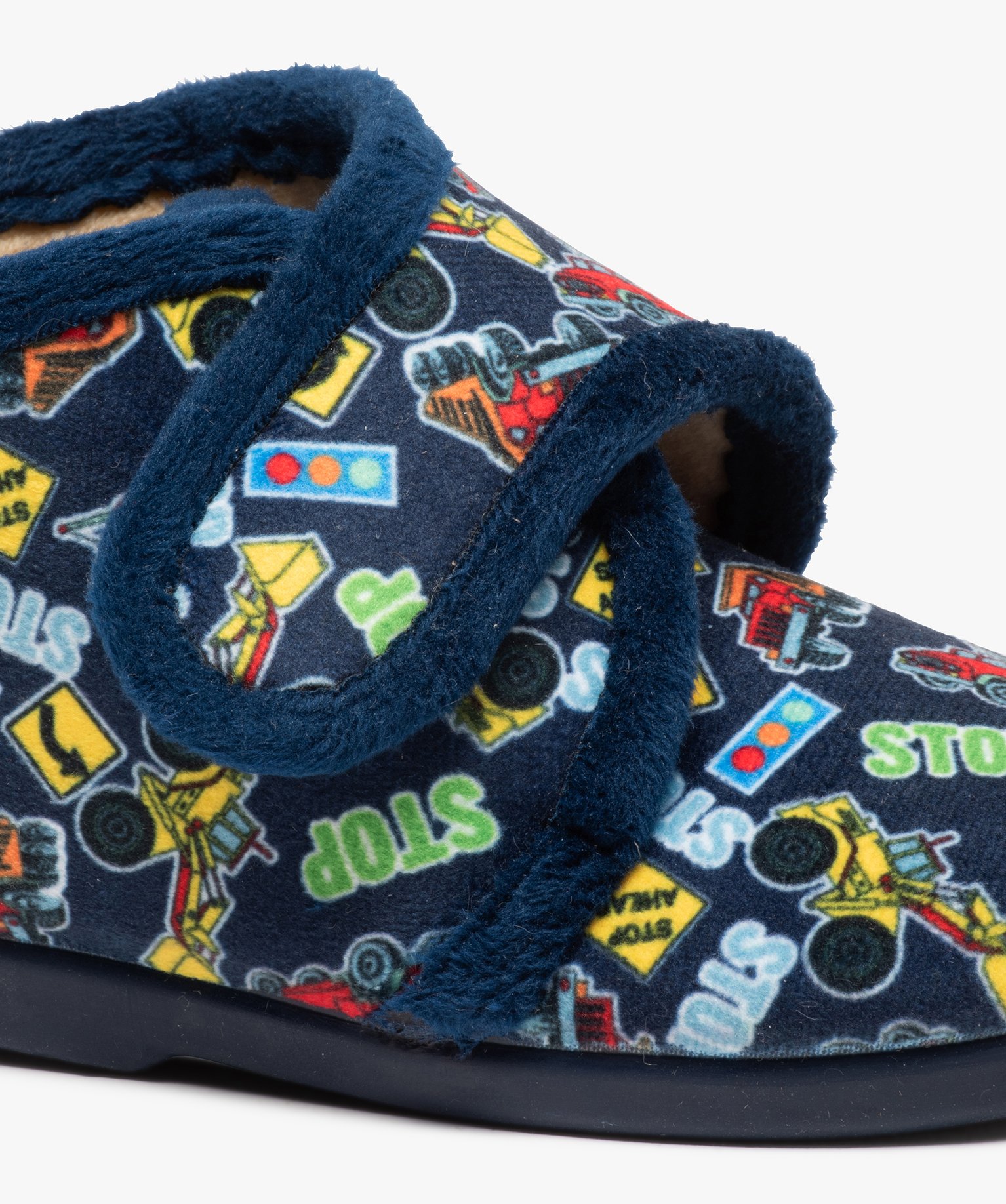 Chaussons Garçon bottillons imprimés voitures et camions bleu | GEMO