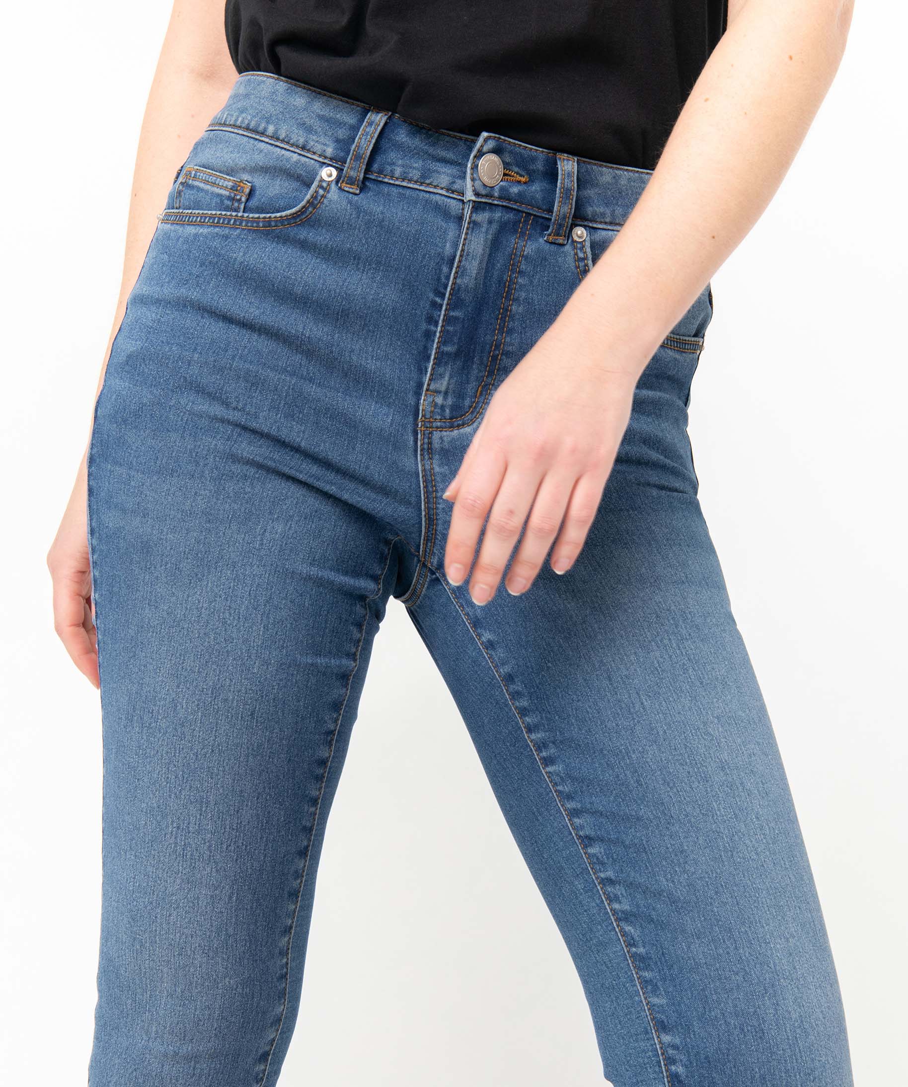 Jean femme coupe skinny taille haute brut | GEMO
