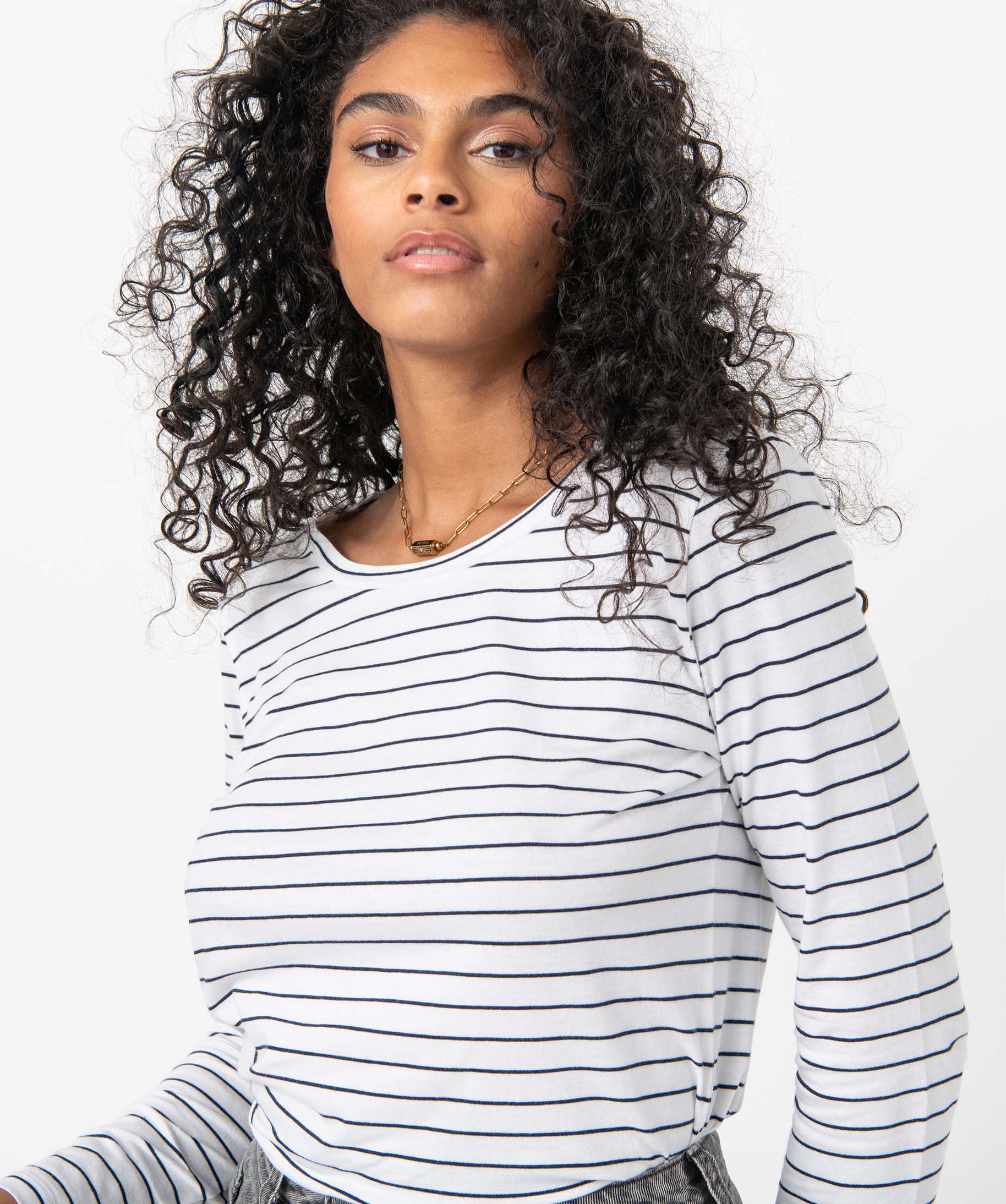Tee-shirt femme rayé à manches longues raye | GEMO