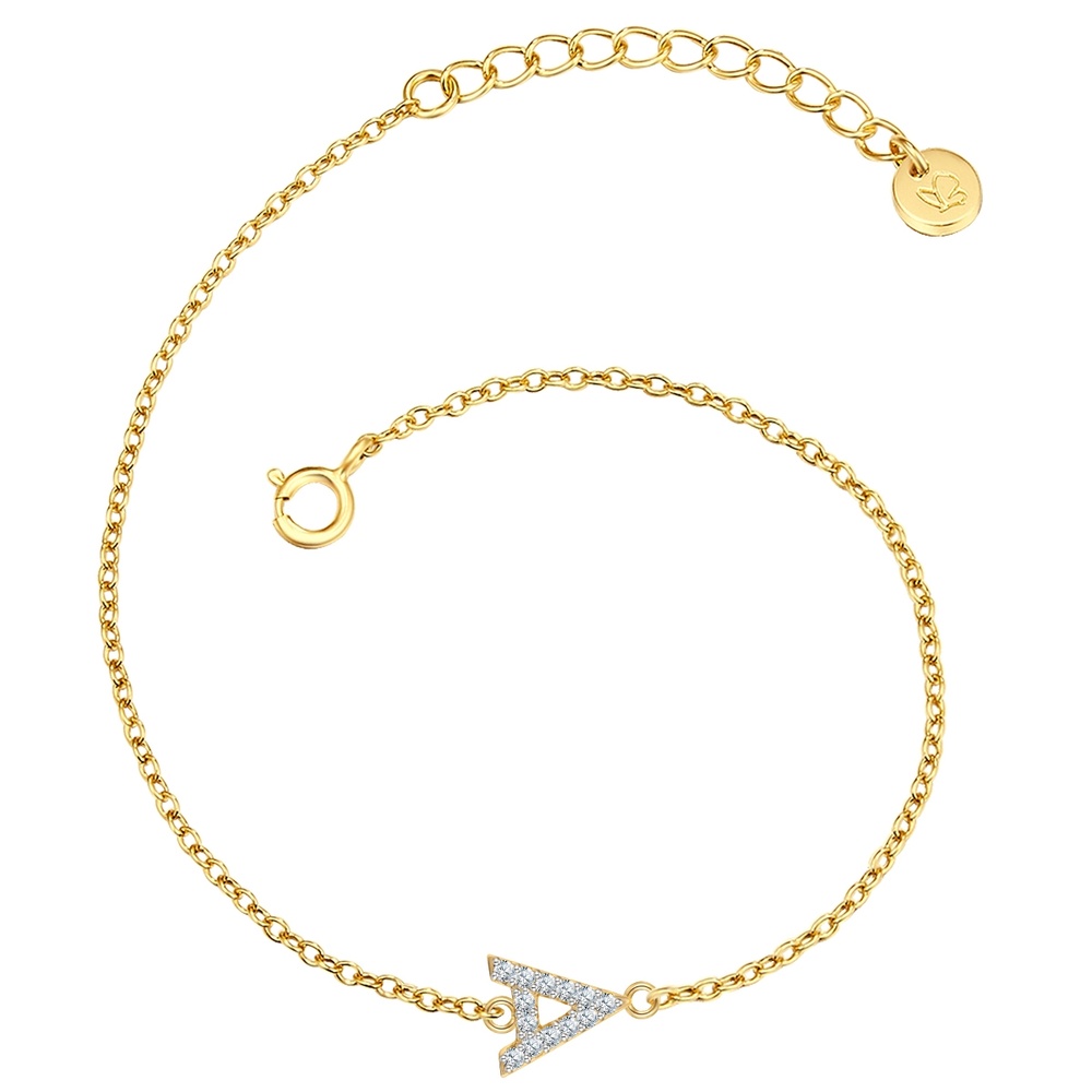 Glanzstücke München Bracelet en argent Lettre A Argent sterling Oxyde de zirconium (CZ) en Or jaune Bracelet