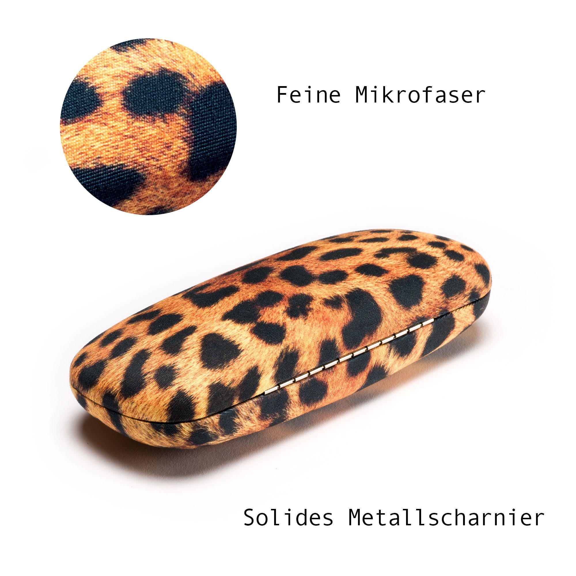 FEFI Brillenetui Animal Print: LEO - Hardcase, mit passendem Mikrofasertuch