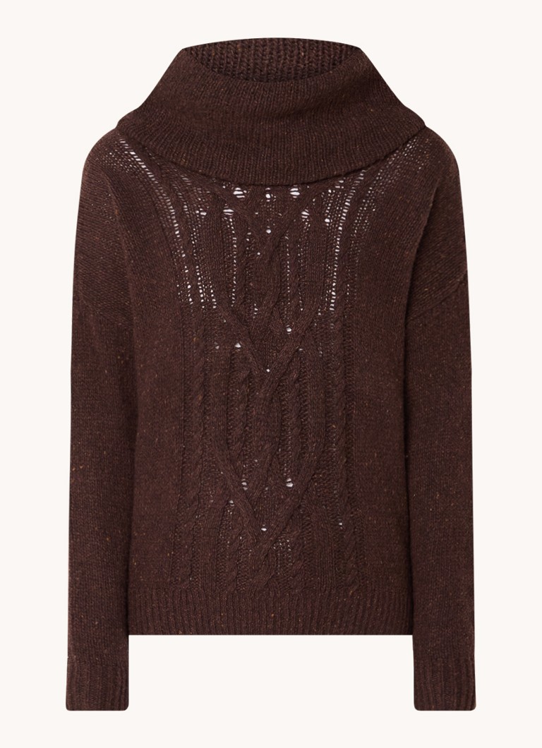 Pulover Ralph Lauren tricotat cu cabluri din amestec de alpaca și lână
