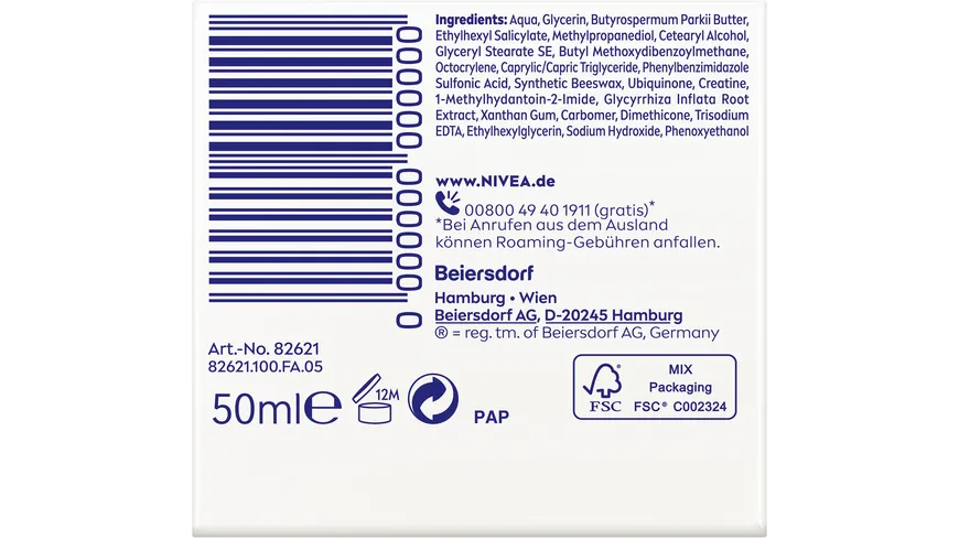 NIVEA Q10 Anti-Falten Beruhigende Tagespflege Sensible Haut LSF15 50 ml
