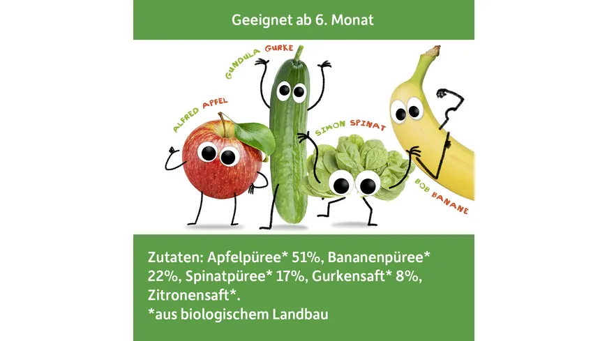 Freche Freunde Quetschie Apfel, Banane, Spinat & Gurke 100 g