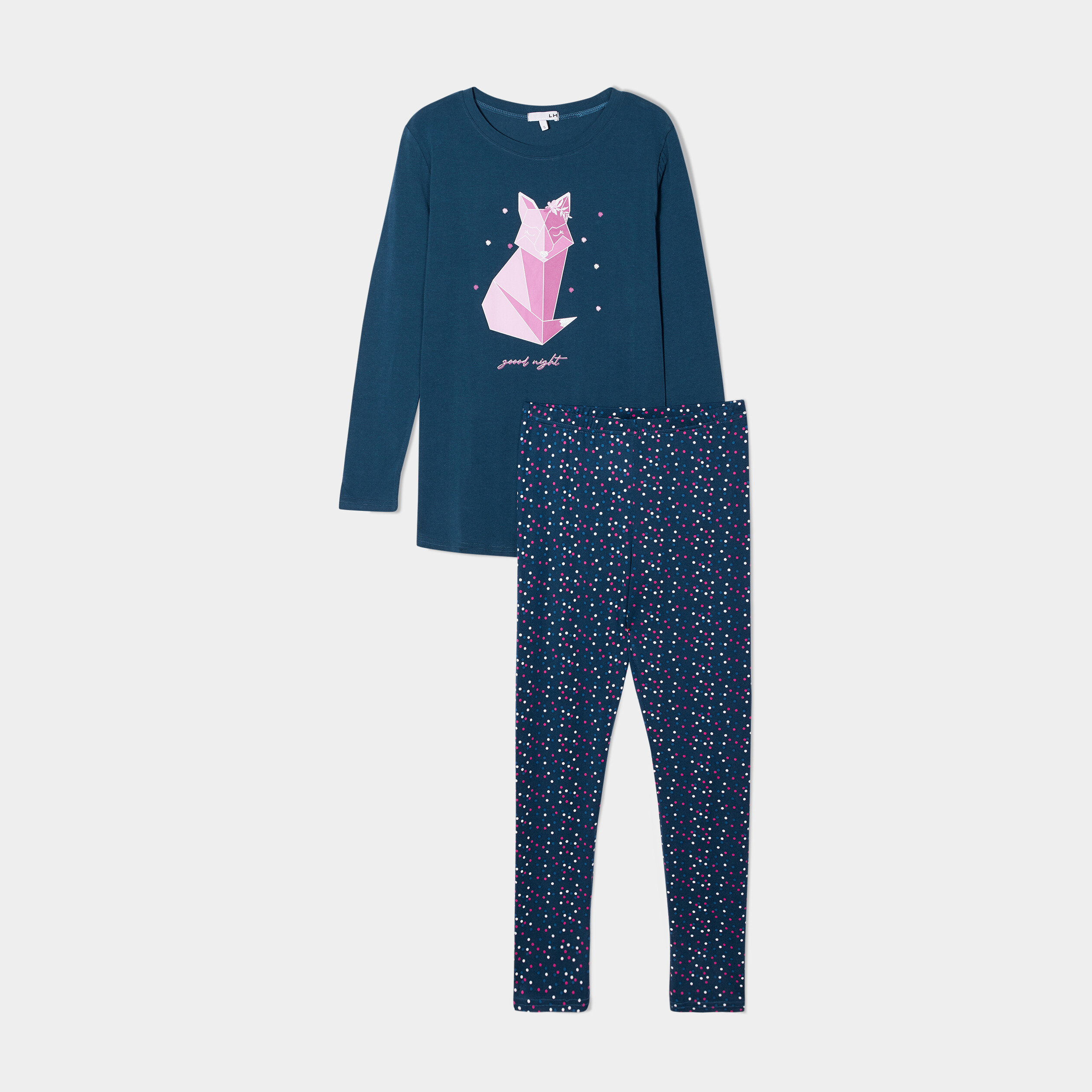 Ensemble pyjama legging 2 pièces bleu canard femme | La Halle