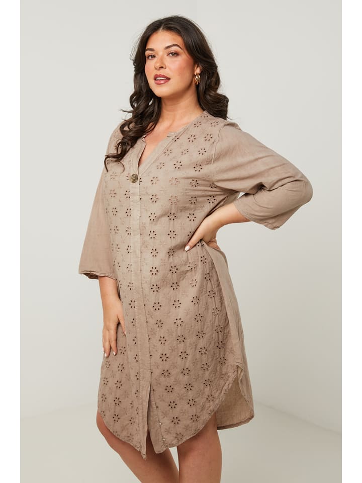 Curvy Lady Kleid in Taupe günstig kaufen