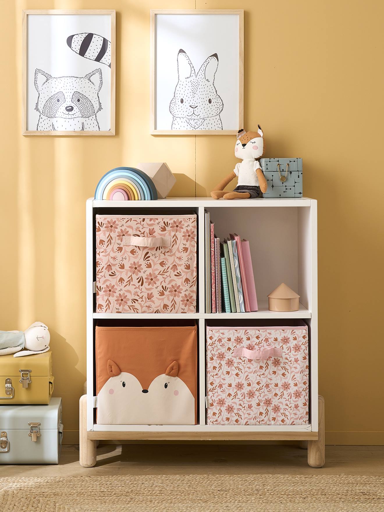 Vertbaudet Kinderzimmer 3er-Set Aufbewahrungsboxen BLUMENZAUBER - rosa