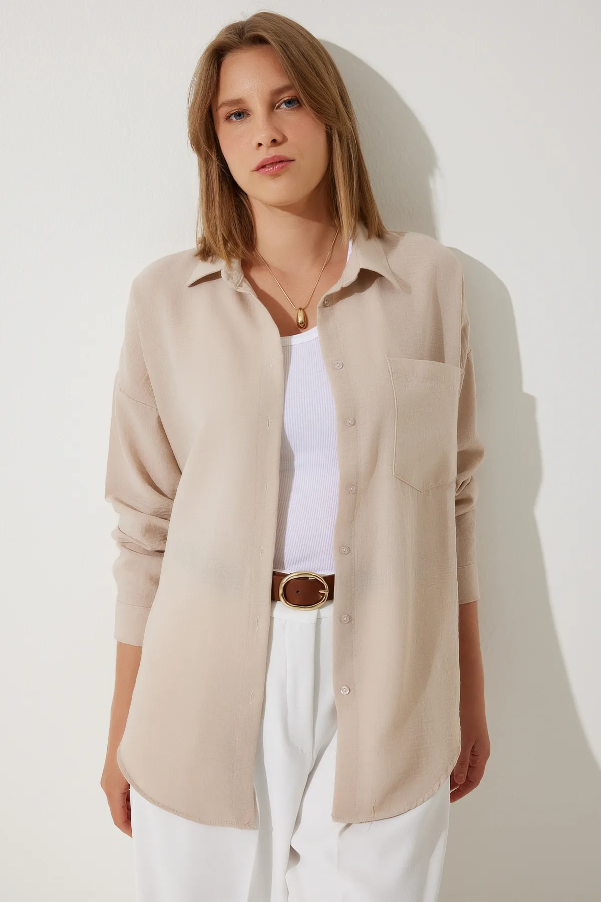 Happiness İstanbul  Hemd - Dunkelblau - Oversized