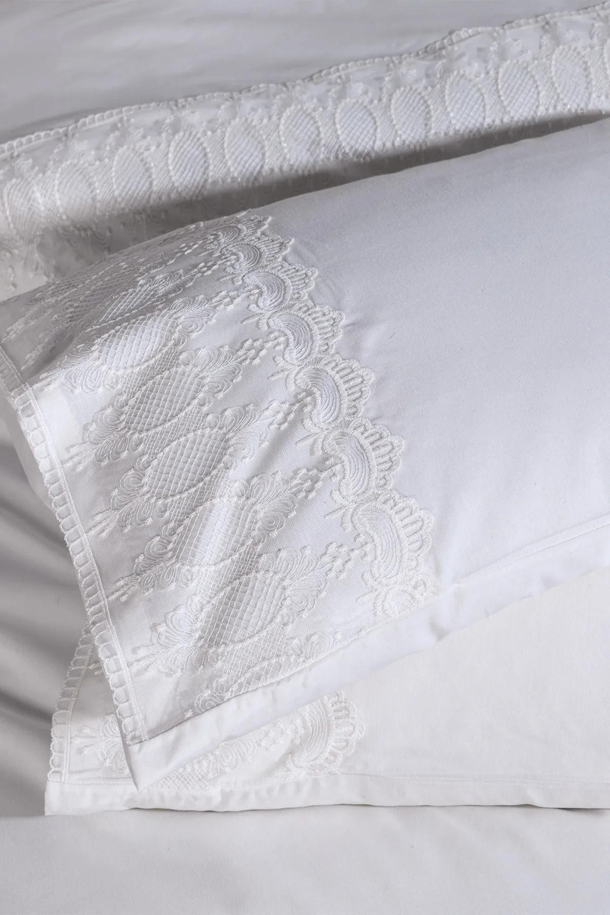 Çeyiz Diyarı  Bettbezug-Set Simona Dowry aus französischer Spitze, Creme