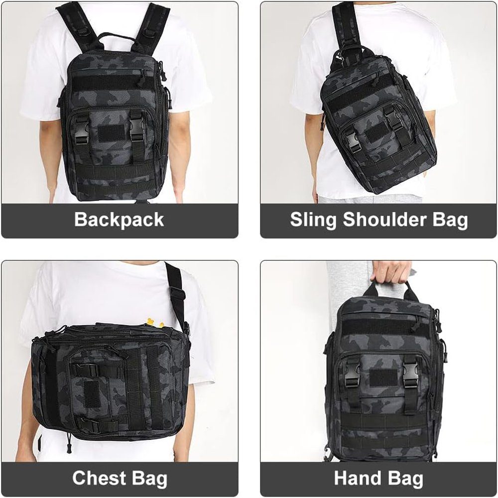 megadot Angelrucksack Wasserdichter Angeltasche zur Aufbewahrung und Organisation, Outdoor Schulterrucksack zum Angeln Wandern Jagd Camping