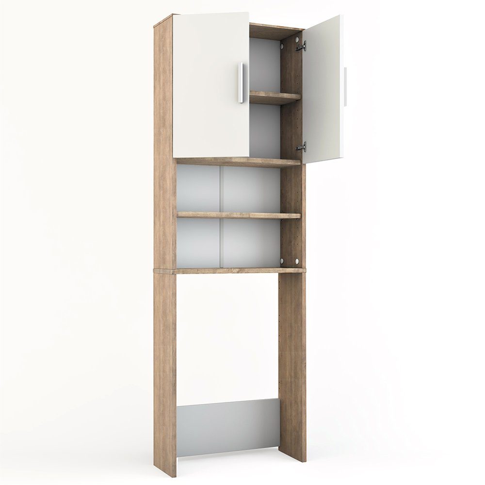 Vicco Waschmaschinenumbauschrank Badschrank Hochschrank 190 x 64 cm Sonoma / Weiß