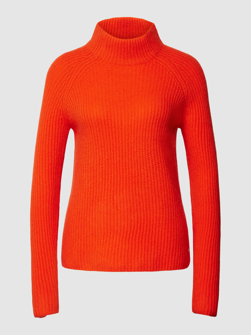 Rollkragenpullover aus Kaschmir mit Rippenstruktur in dunkel orange