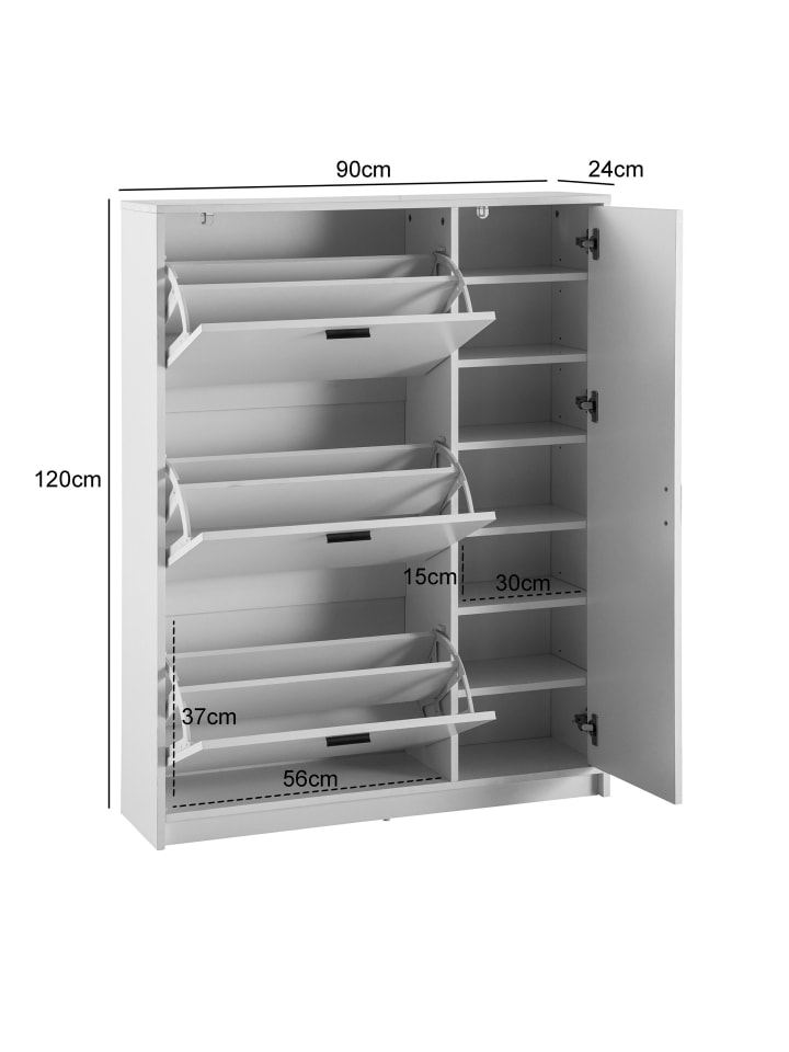 KADIMA DESIGN Schuhschrank 90x120x24 cm Schuhkipper Geschlossen, Schuhkommode günstig kaufen onesize