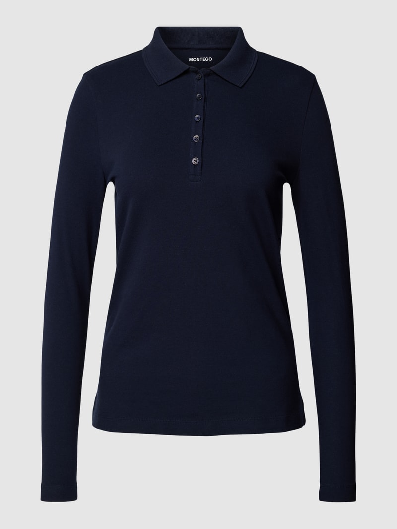 Longsleeve mit Polokragen in dunkelblau