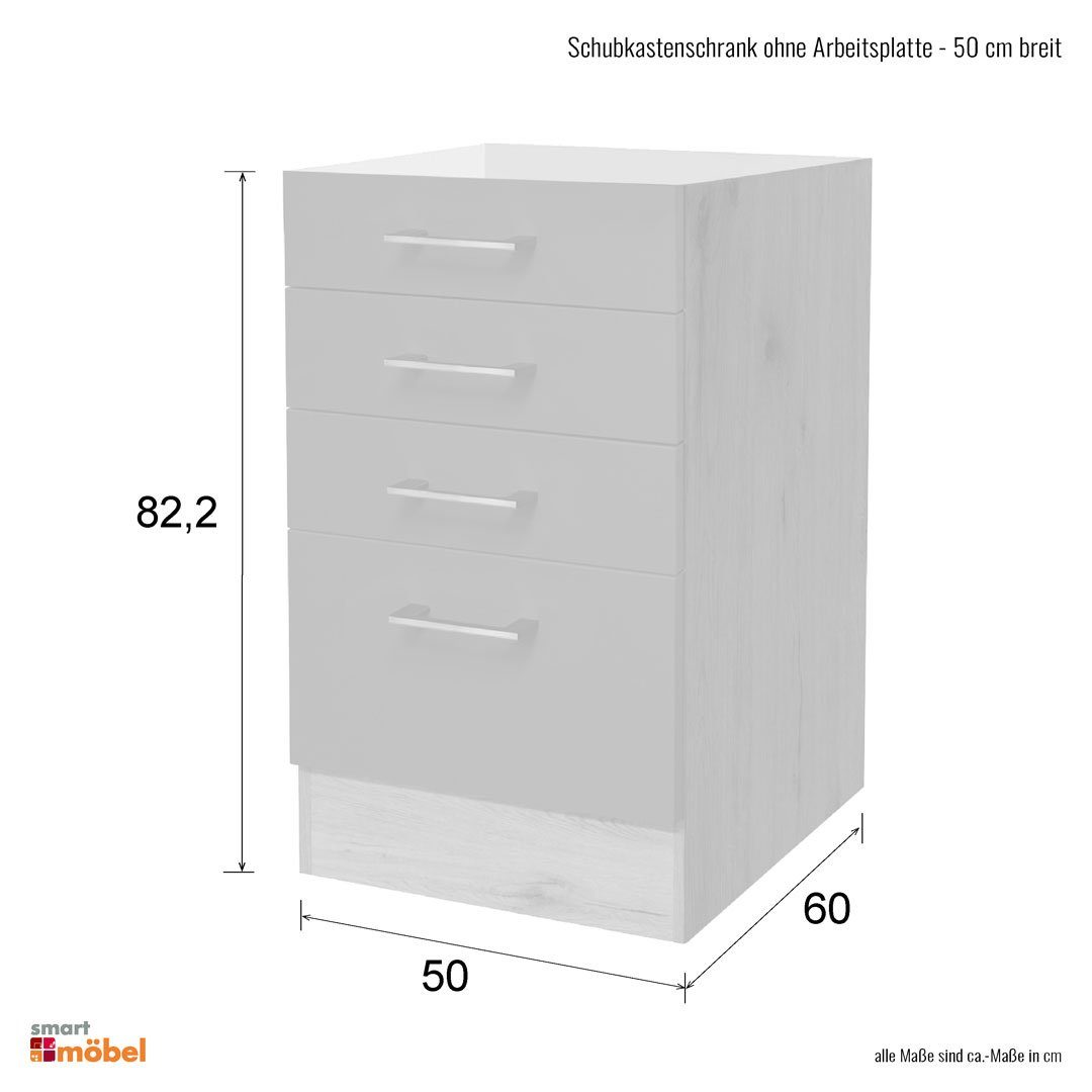 Flex-Well Schubkasten-Unterbau - 50 cm breit - Hochglanz Weiß Sonoma Eiche – Valencia