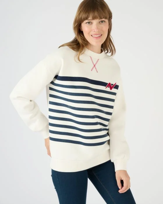 Sweat-shirt rayé chaud éclair velours Thermolactyl