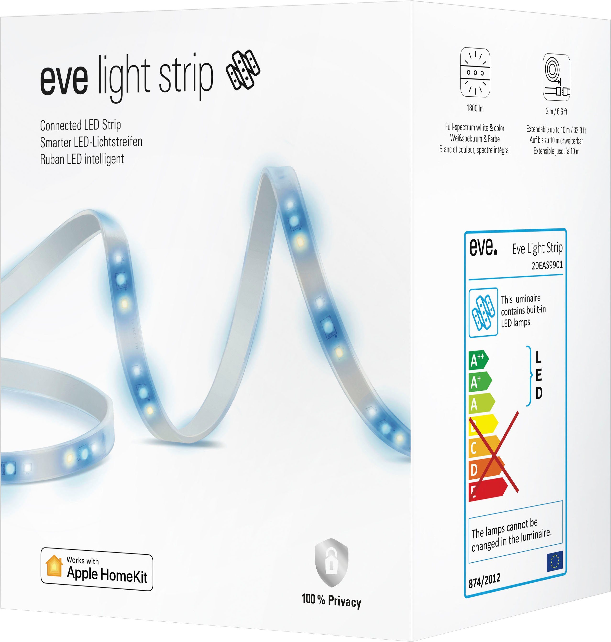 EVE LED Lichtleiste Light Strip, Dimmer, Farbwechsel, erweiterbar, LED fest integriert, Farbwechsler
