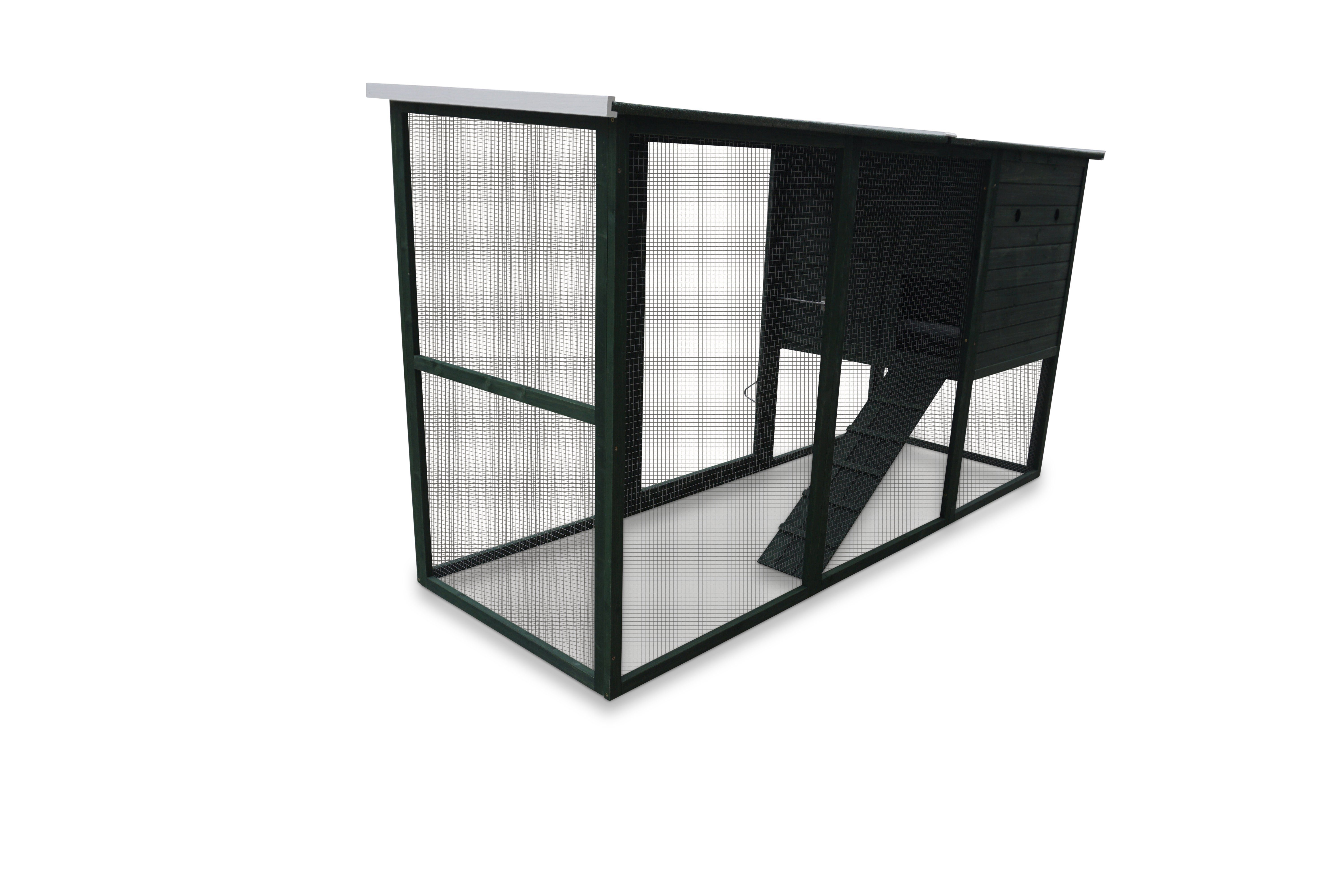 ELMATO Kleintierstall Elmato 11015 Hasenstall XL Käfig mit Freilauf grün, 233x85x127cm