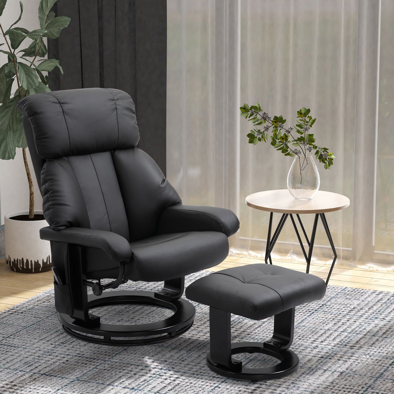 HOMCOM Relaxsessel mit Liegefunktion Massagesessel inkl. Hocker Fernsehsessel