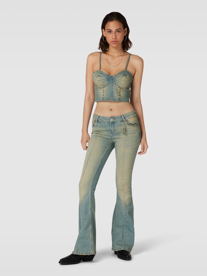 Cropped Trägertop in Denim-Optik in petrol