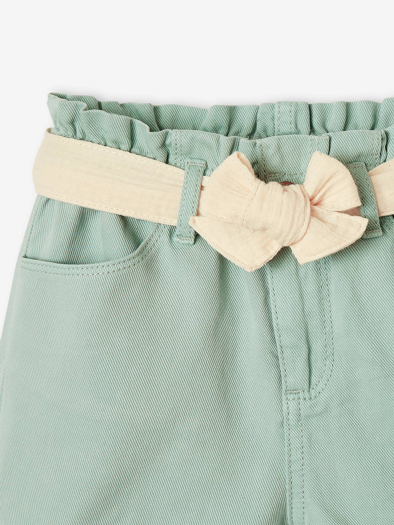 Vertbaudet Mädchen Paperbag-Shorts mit Stoffgürtel - sandfarben