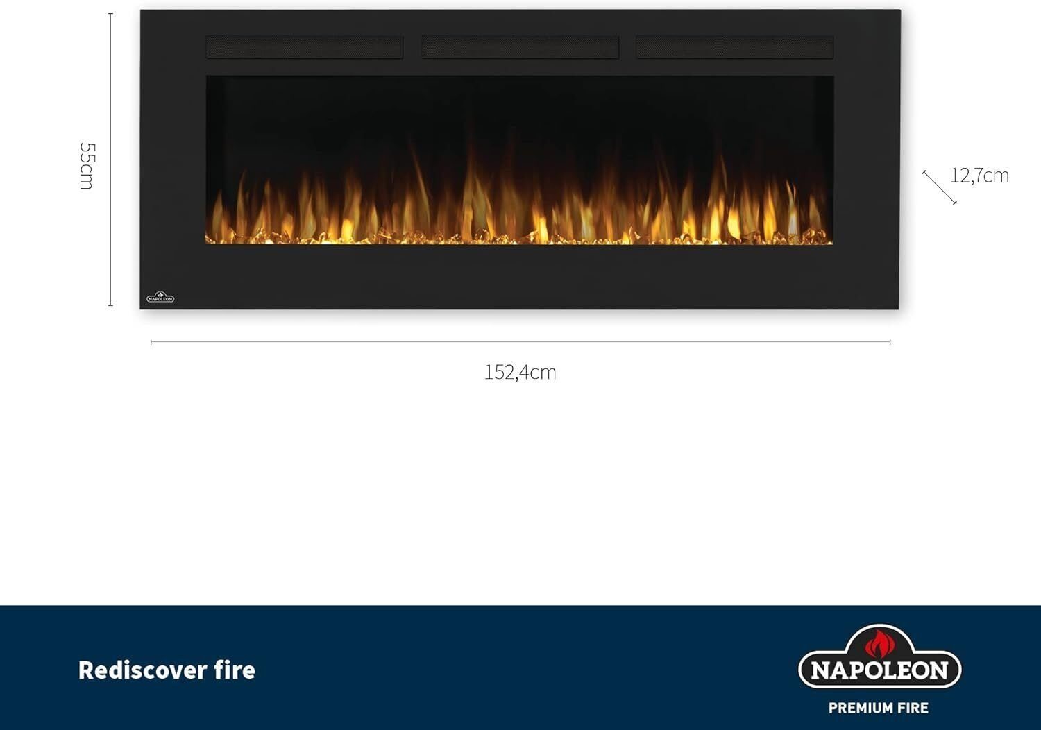 Napoleon Elektrokamin Allure 60 Wandkamin, Fernbedienung, LED Flammen, Timer, Wandmontage