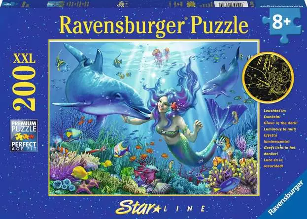 Kinderpuzzle ab 8 Jahren - Leuchtendes Unterwasserparadies - 200 Teile