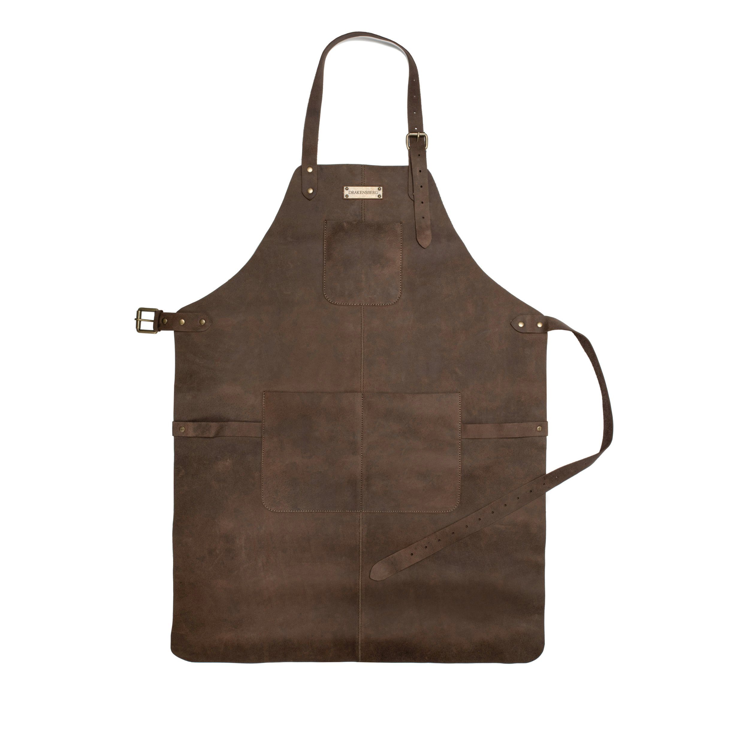 DRAKENSBERG Grillschürze Herren Bob Kaffee-Braun, Premium Leder Koch- und Grillschürze für Männer, strapazierfähig