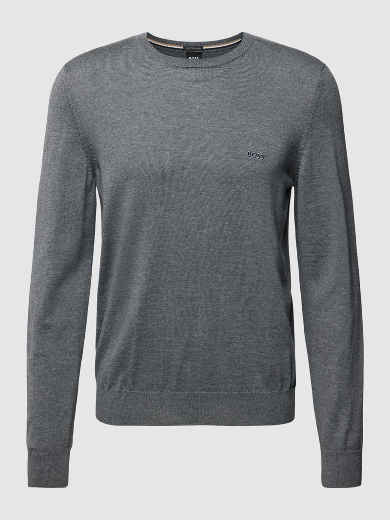 Strickpullover mit Label-Stitching Modell 'Botto' in anthrazit