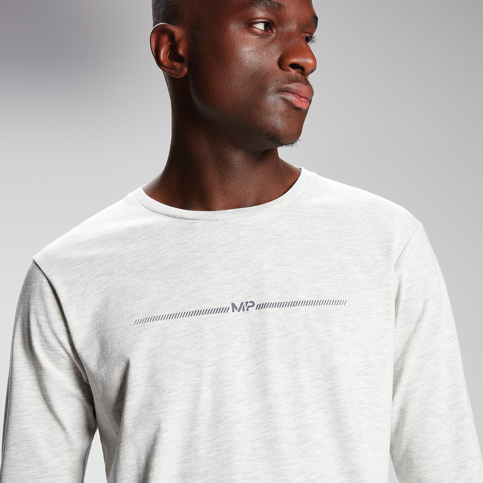 T-shirt à manches longues MP Mini Mark Graphic pour hommes – Gris clair chiné