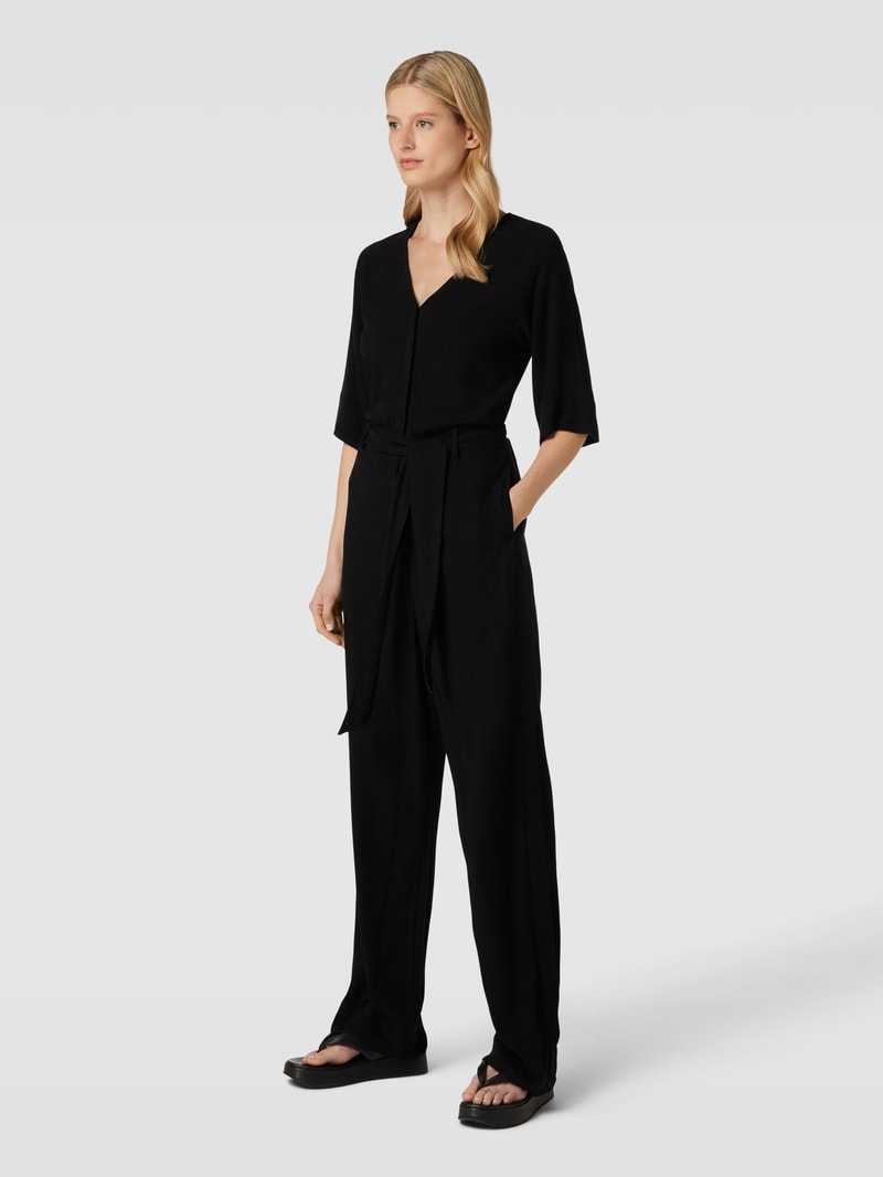 Jumpsuit mit V-Ausschnitt Modell 'VIVA' in schwarz