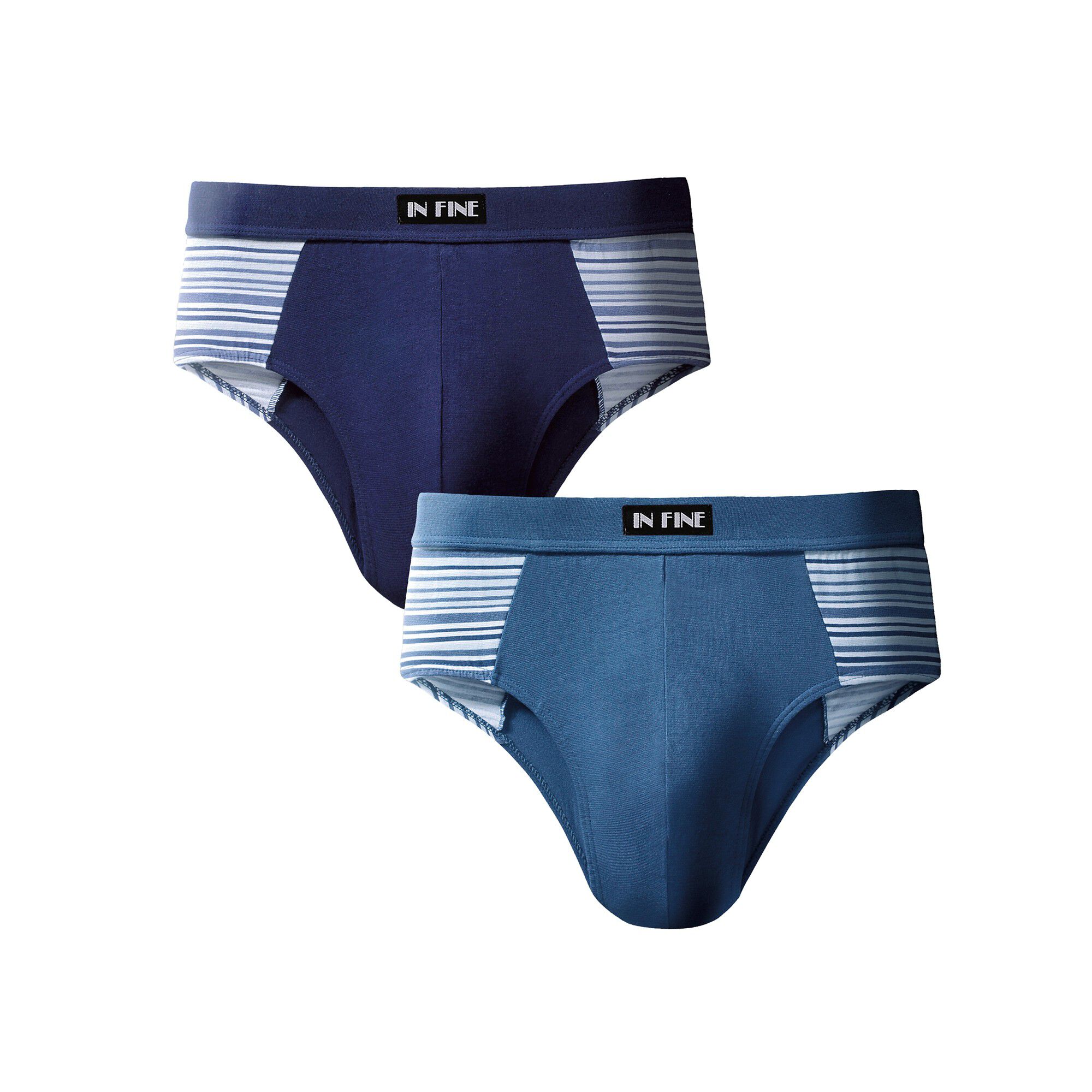 Slip fermé élastiqué taille haute rayures fil teint