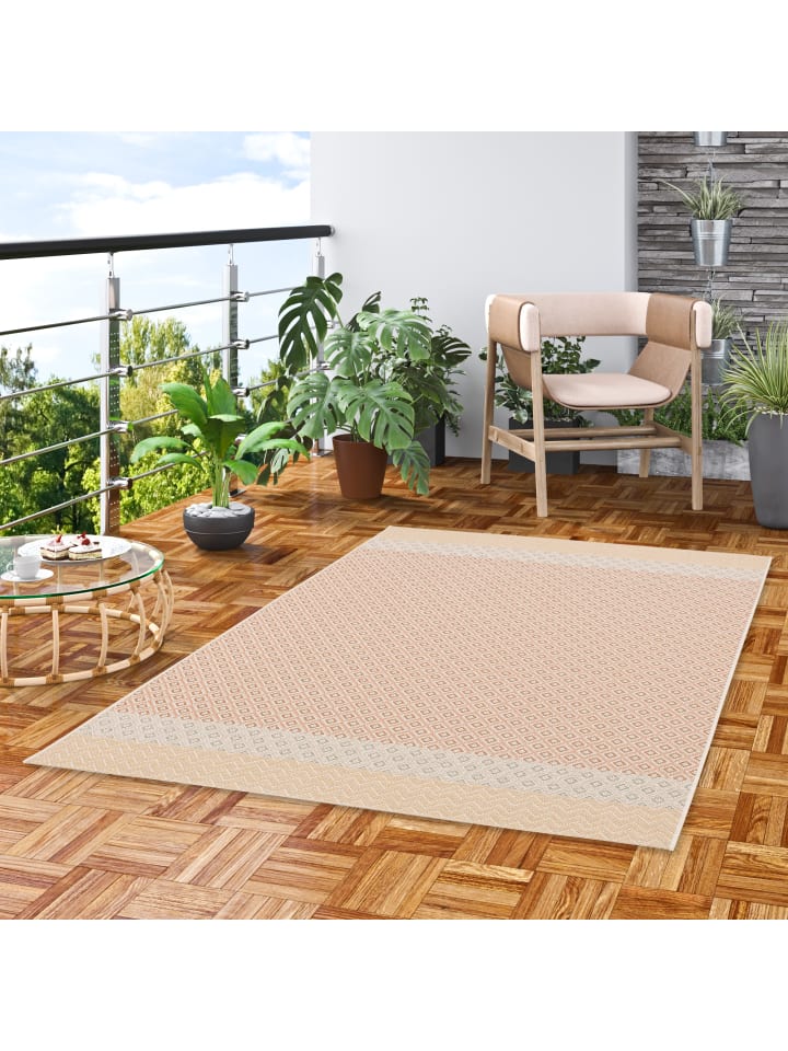 Pergamon In & Outdoor Teppich Flachgewebe Mundo Retro in Beige günstig kaufen 80 x 150cm