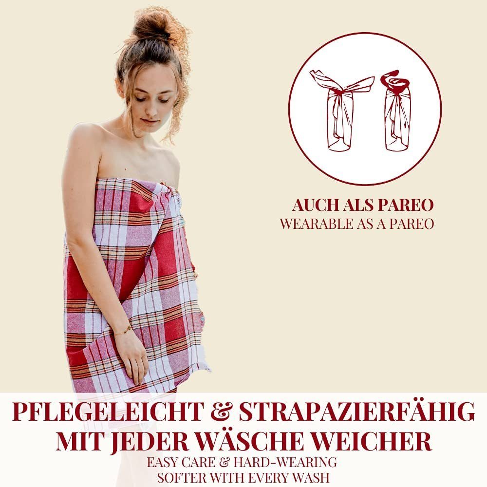 Carenesse Hamamtücher 3x Classic rot 80x170 cm Pestemal Fouta Saunatuch Strandtuch Handtuch, 100% Baumwolle (3-St), 100% Baumwolle saugfähig & schnelltrocknend beach towel Backpacker