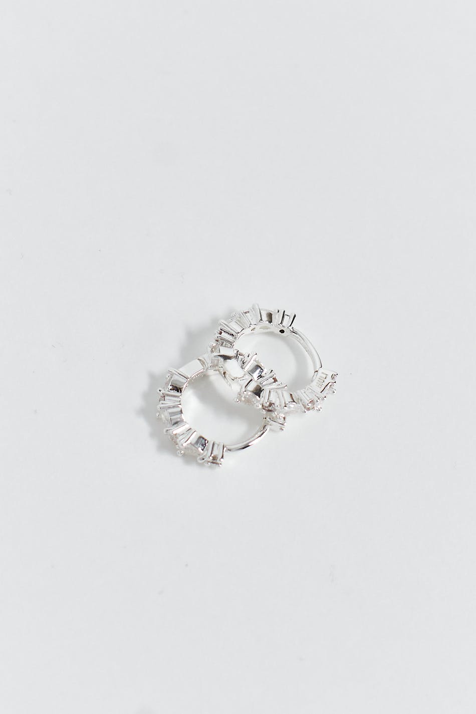 Crystal silver hoops earrings