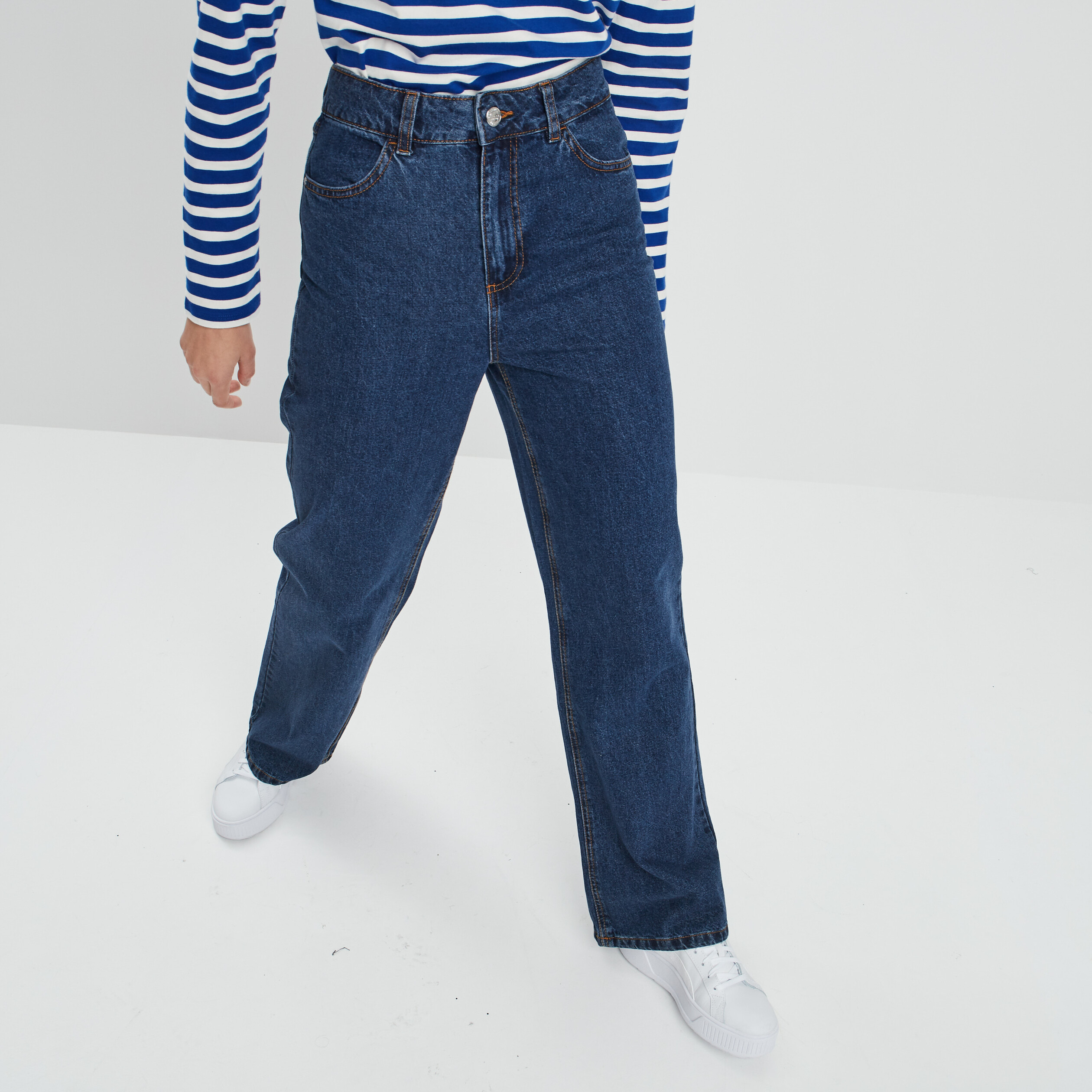 Jeans palazzo taille haute denim stone femme | La Halle